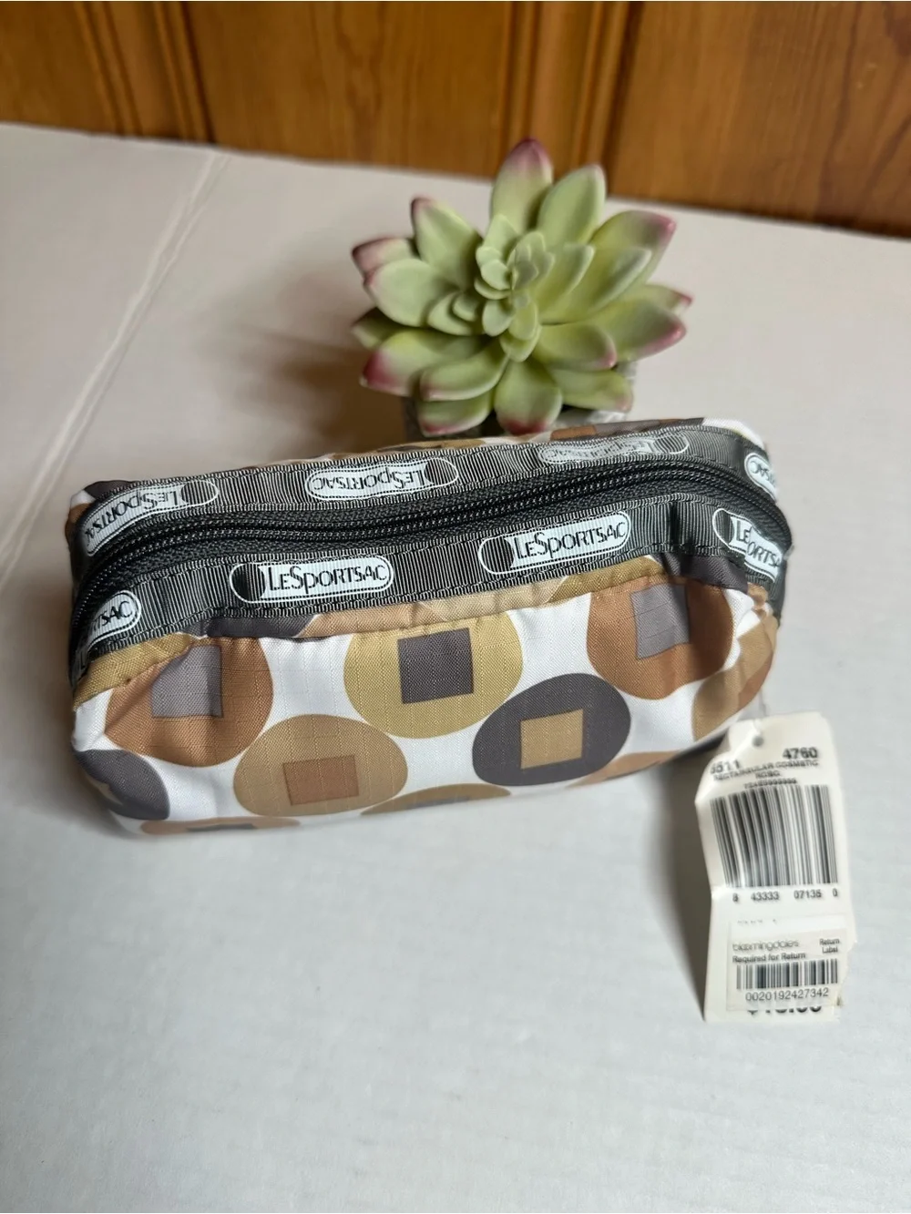 Lesportsac Dual-Pack Men's Toiletry Pouches in Gray Floral and Tan Geo
